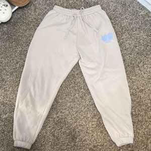 White Fox Boutique Light Gray Joggers with Blue Logo